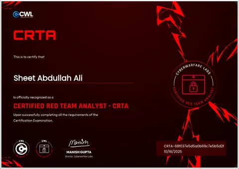 CRTA — Certified Red Team Analyst certificate