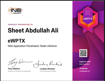 eWPTX — Web Application Penetration Tester eXtreme certificate