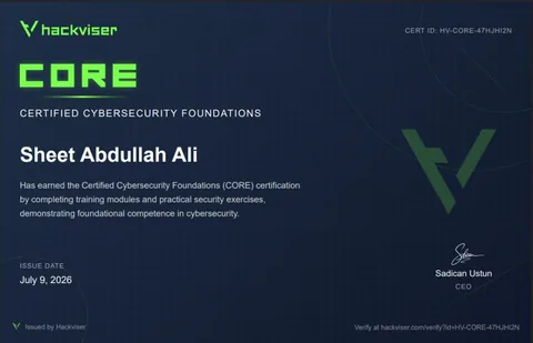Certified Cybersecurity Foundations (CORE) certificate